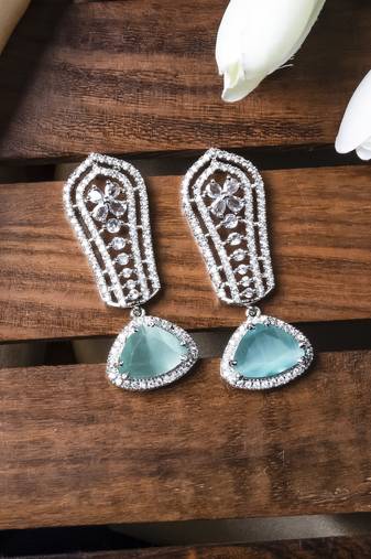 Turquoise cascade long ad statement earrings