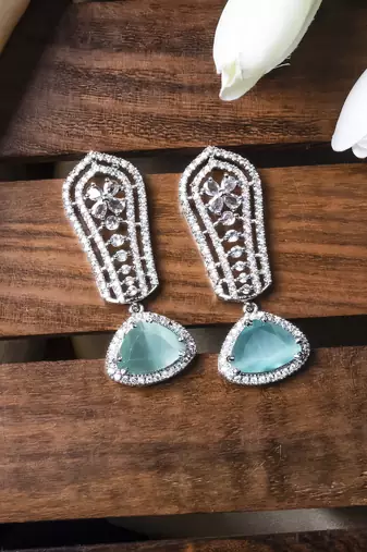 Turquoise cascade long ad statement earrings