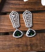 Green cascade long ad statement earrings