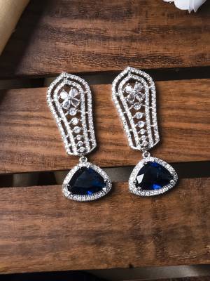Blue cascade long ad statement earrings 1
