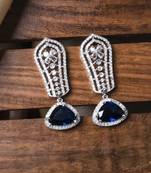 Blue cascade long ad statement earrings