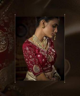 cream Silk Blend blend wedding saree 3