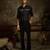 black plain woolen blend shirt