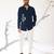 Blue plain faux cotton shirt