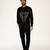 Black embroidered woolen blend shirt