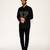 Black embroidered woolen blend shirt