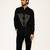 Black embroidered woolen blend shirt