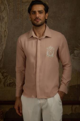 Rose plain faux cotton shirt