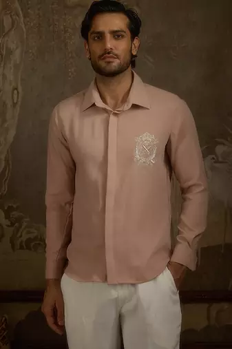 Rose plain faux cotton shirt
