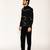 Black embroidered woolen blend shirt