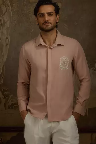 Rose plain faux cotton shirt