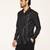Black embroidered woolen blend shirt