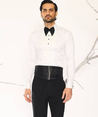 White plain woolen blend shirt 1