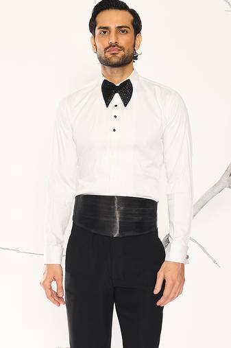 White plain woolen blend shirt