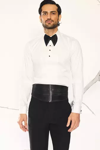 White plain woolen blend shirt