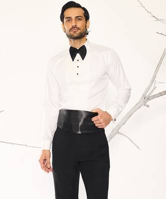 White plain woolen blend shirt 2