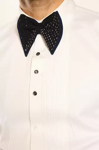 White plain woolen blend shirt