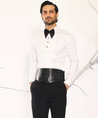 White plain woolen blend shirt 4