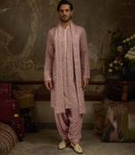 Pink embroidered georgette kurta pajama