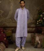 Purple embroidered georgette kurta pajama