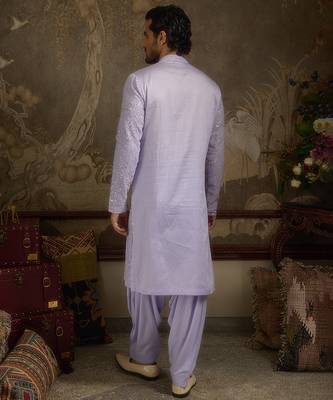 Purple embroidered georgette kurta pajama 2
