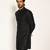 Black embroidered faux cotton bandhgala suit