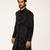 Black embroidered faux cotton bandhgala suit