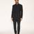 Black embroidered faux cotton drape jacket set