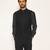 Black embroidered faux cotton drape jacket set