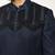 Blue embroidered cotton silk bandhgala suit