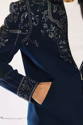 Blue embroidered cotton silk jacket