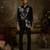 Black embroidered faux cotton tuxedo