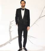 Black embroidered faux cotton tuxedo