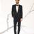 Black embroidered faux cotton tuxedo