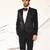 Black embroidered faux cotton tuxedo
