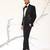 Black embroidered faux cotton tuxedo