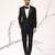 Black embroidered faux cotton tuxedo