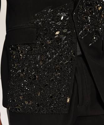 Black embroidered faux cotton tuxedo 2