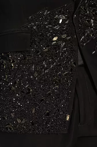 Black embroidered faux cotton tuxedo