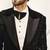 Black embroidered faux cotton tuxedo