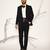 Black embroidered faux cotton tuxedo