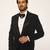 Black embroidered faux cotton tuxedo