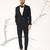 Black embroidered woolen blend tuxedo