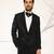 Black embroidered woolen blend tuxedo