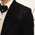 Black embroidered woolen blend tuxedo