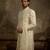 White embroidered silk sherwani