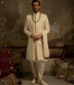 Gold embroidered silk sherwani
