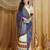 blue kutchi embroidery georgette saree with blouse