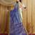 blue kutchi embroidery georgette saree with blouse
