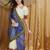 blue kutchi embroidery georgette saree with blouse